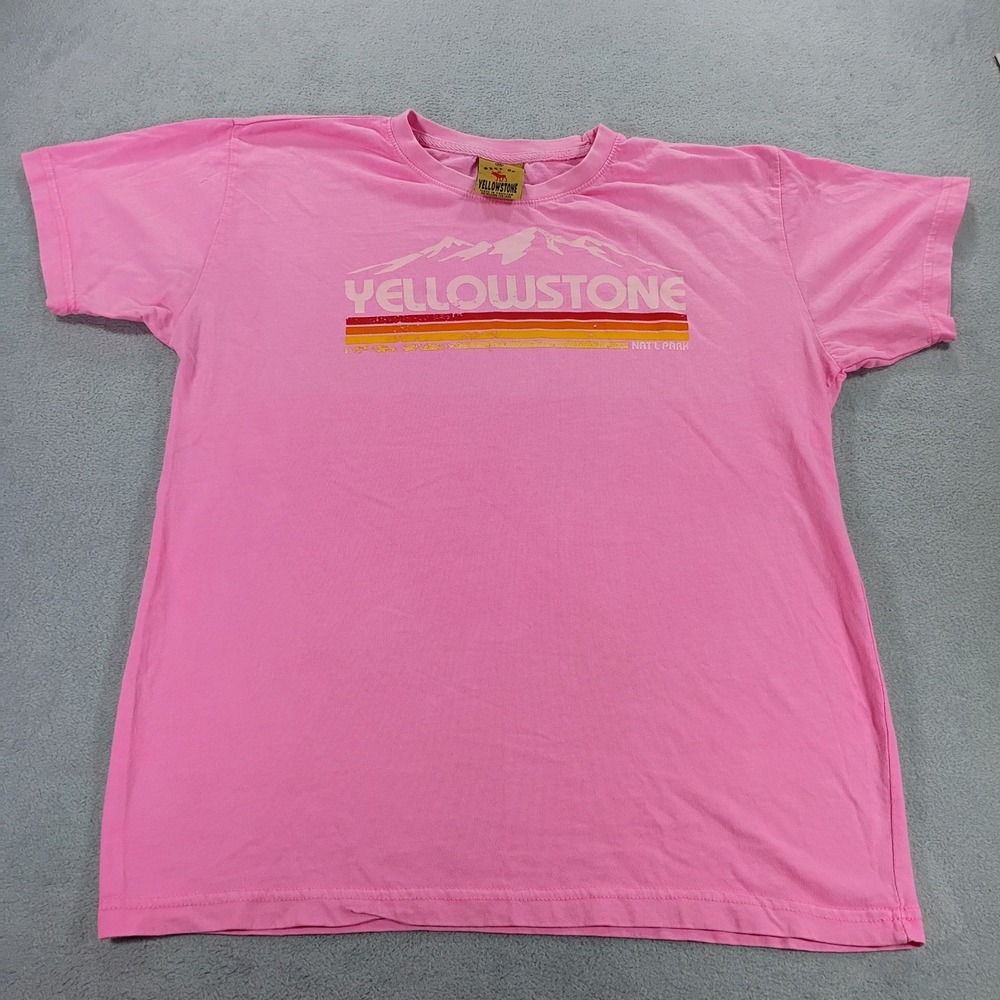 Best of Yellowstone Unisex T-Shirt Pink Medium Graphic Mountain Tee